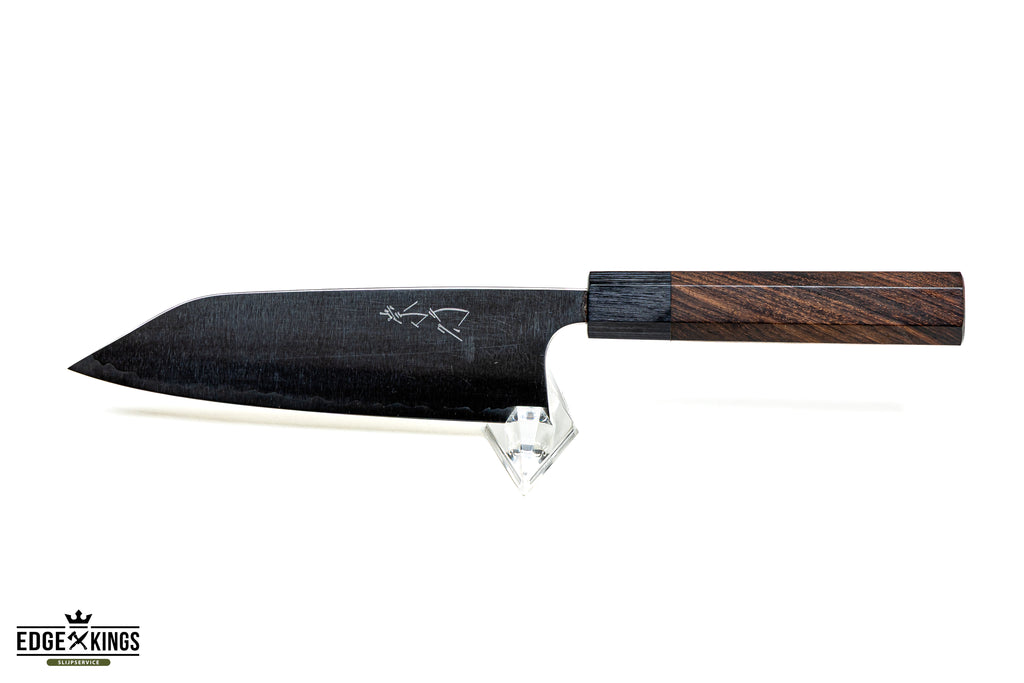Takayuki Shibata Koutetsu Aogami Super Migaki Santoku Japanese Knife 160mm Octagonal Rosewood Handle