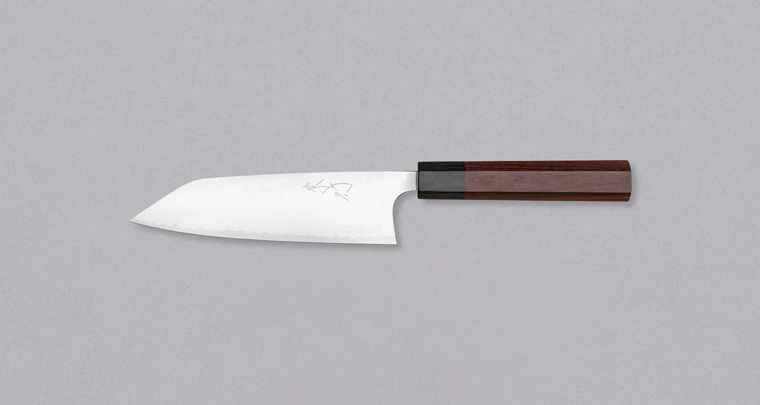 Takayuki Shibata Koutetsu Aogami Super Migaki Santoku Japanese Knife 160mm Octagonal Rosewood Handle